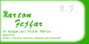 marton fejfar business card